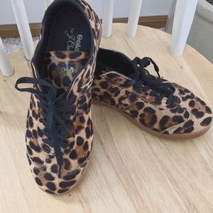 Gola Bullet Leopard Print Calfhair Sneakers with Gum Sole